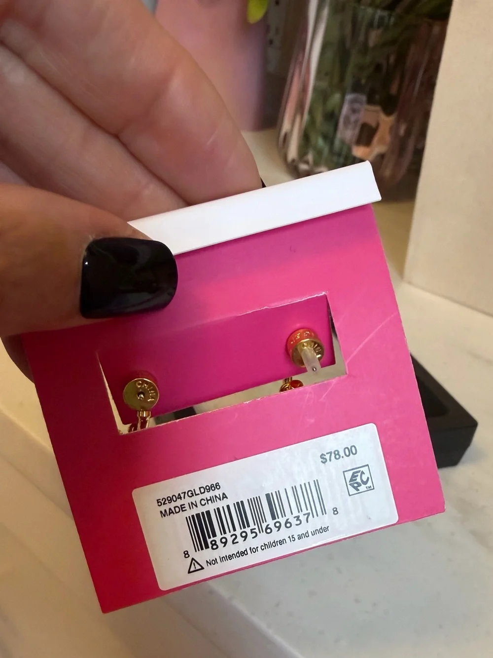 Kurt Geiger NWT evil eye 🧿 Gold-Tone Hoop Earrings with Pink and Green Charms